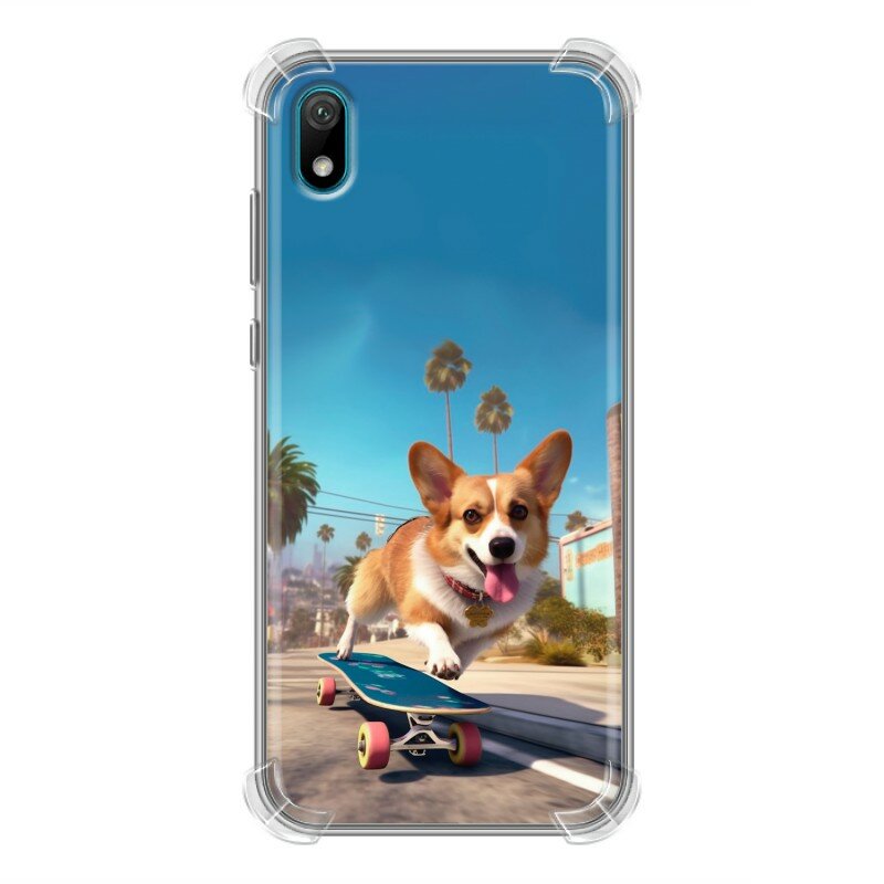 Дизайнерский силиконовый чехол для Хуавей Y5 2019 / Huawei Y5 2019 Корги на скейте