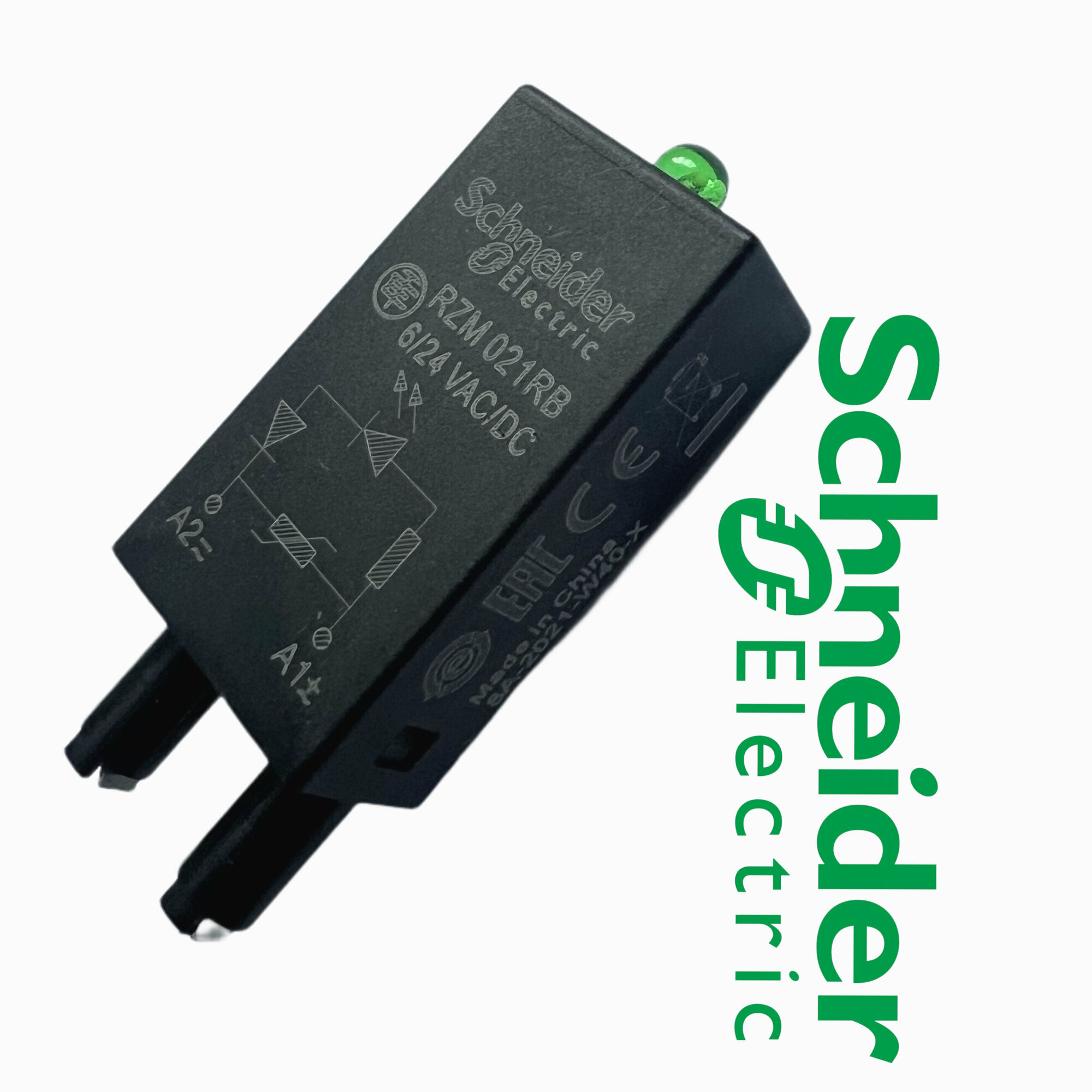 Модуль защиты от перенапряжений Schneider Electric RZM021RB варистор+зеленый светодиод для серии RSB (6.24В AC/DC)