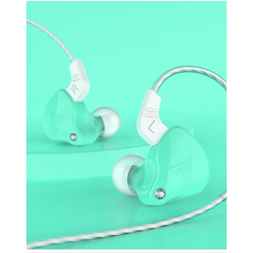 Наушники QKZ AK6-X с тяжелым басом и качественным звуком - с микрофоном - зеленые 66300₽