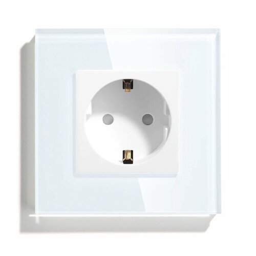 Электрическая розетка с заземлением, закаленное стекло NLK, 3.5 Вт, Белая
