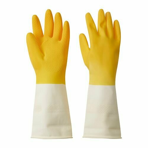 Перчатки хозяйственные IKEA Rinnig, желтые с белым, размер S