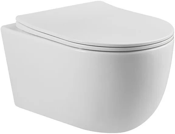 Унитаз подвесной Bond Oval F10-10 безободковый, с сиденьем микролифт, белый глянец