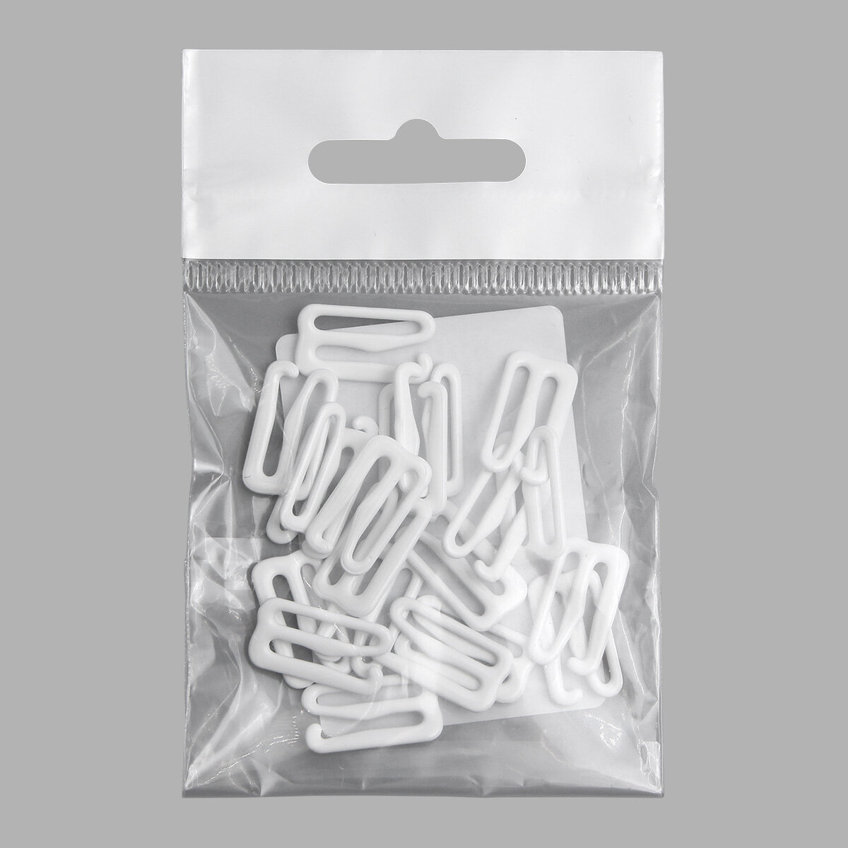 Крючки для бретелей 15 мм, 20 шт, белые (металл, эмаль), Айрис — фото 1