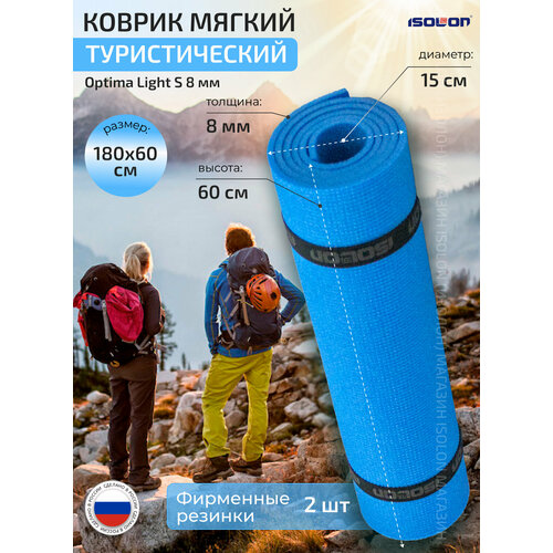 коврик для спорта серо розовый 180х60 Коврик для спорта и туризма ISOLON Optima Light S8, 180х60 см синий