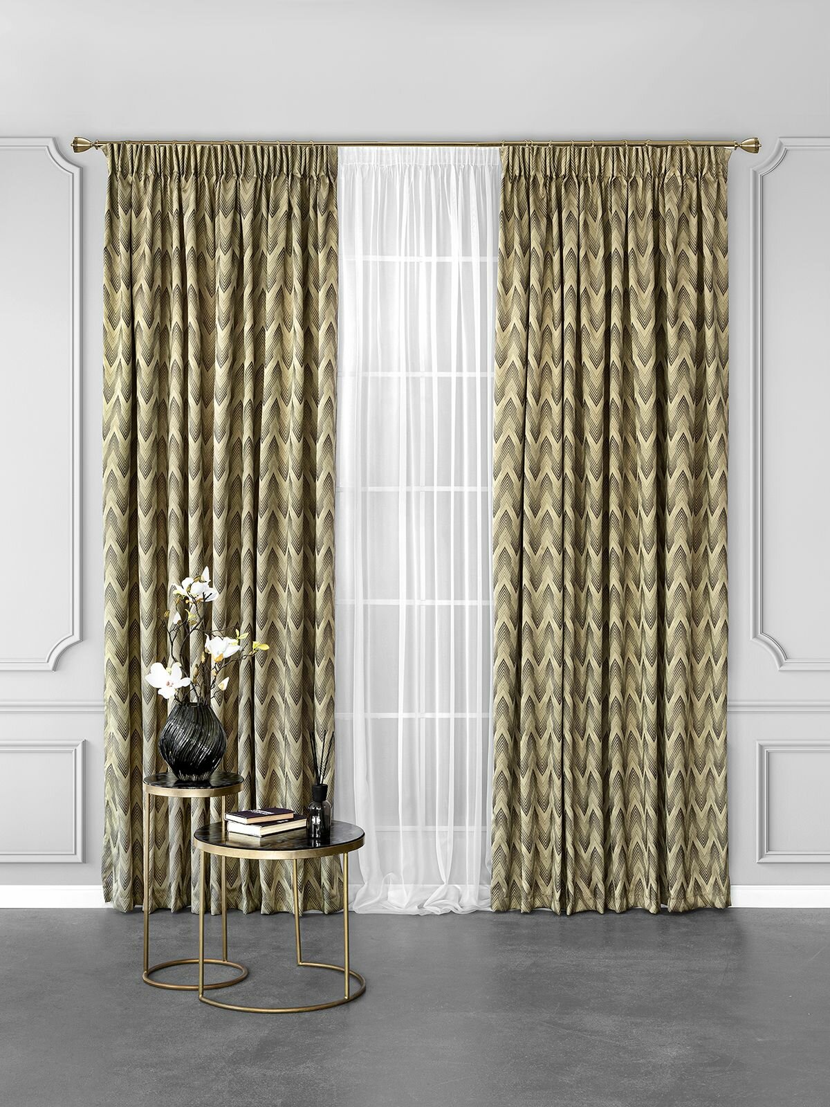 фото Комплект штор на ленте DAILY by T "Дениз" жаккард, коричневый, 220x270, 2 шт