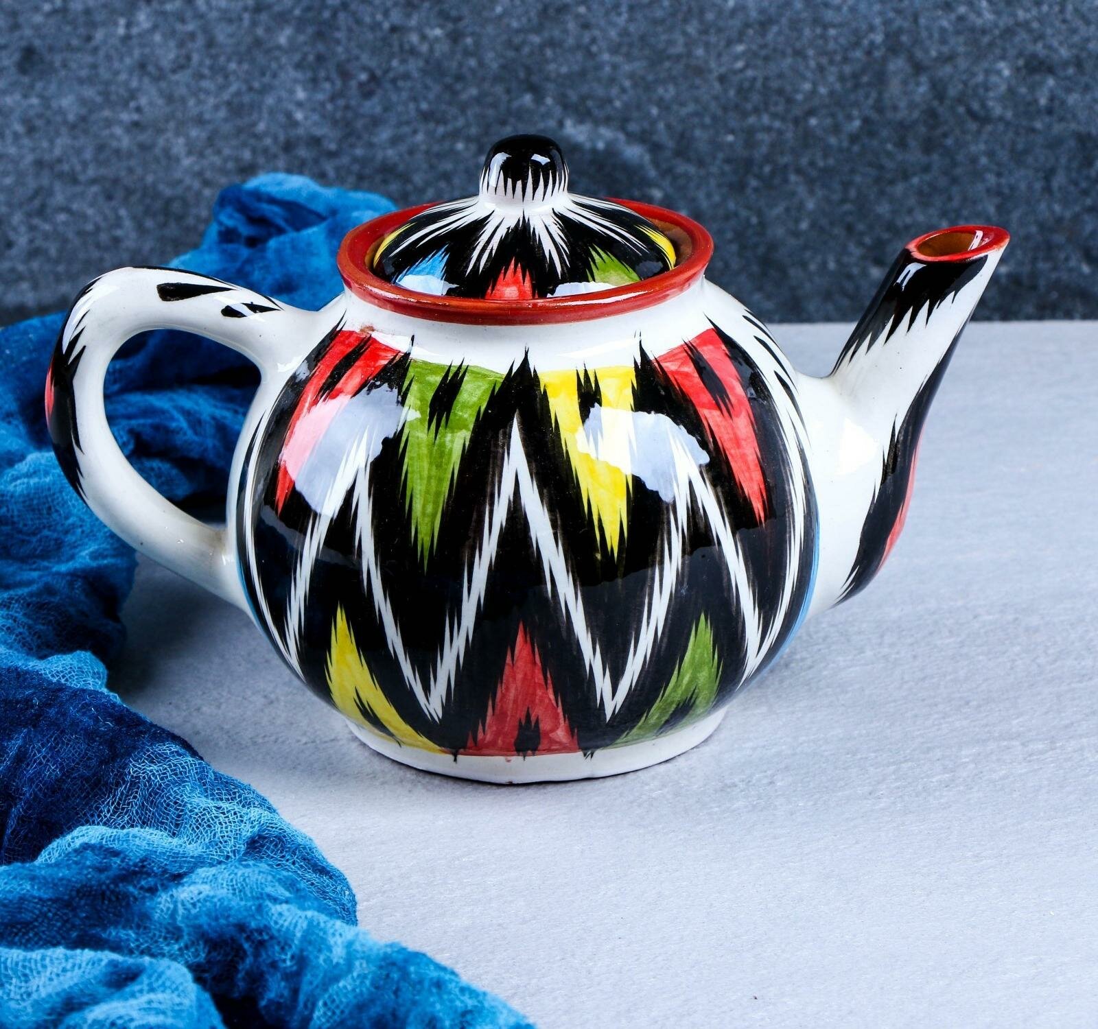 Чайник Риштанская керамика "Атлас", 0,7 л, разноцветный