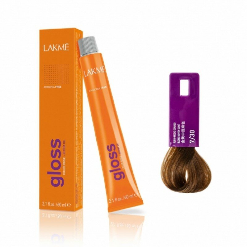 Lakme тонирующая крем-краска Gloss 7/30 Средне-белокурый золотистый