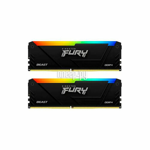 Память 64Gb Kingston FURY Beast Black RGB DDR4 DIMM PC28800 3600Mhz CL18 Kit of 2 KF436C18BB2AK264 retail 2072200₽