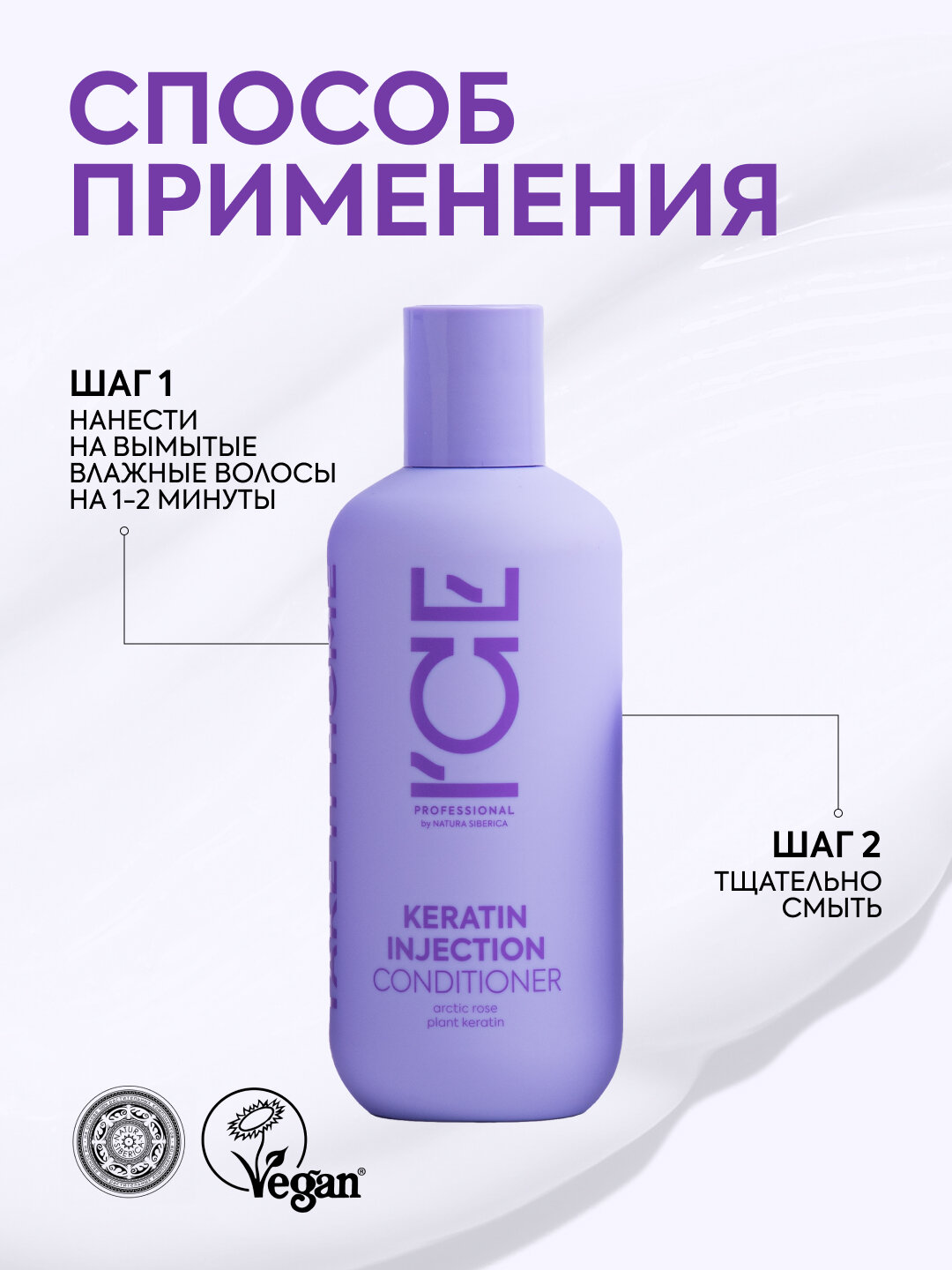 Кератиновый кондиционер ICE by NATURA SIBERICA Take it home Keratin Injection для повреждённых волос, 250 мл