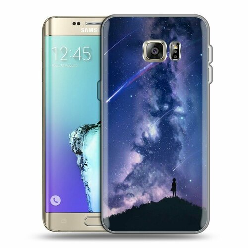 Дизайнерский силиконовый чехол для Самсунг S7 Edge / Samsung Galaxy S7 Edge Галактика samsung galaxy s7 edge sm g935fd силиконовый темно прозрачный чехол для самсунг галакси с7 эйдж бампер накладка