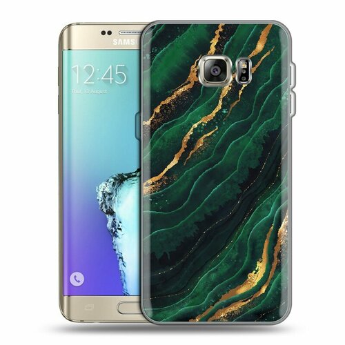 re pa накладка transparent для samsung galaxy s7 edge с принтом голубой мрамор Дизайнерский силиконовый чехол для Самсунг S7 Edge / Samsung Galaxy S7 Edge Мрамор зеленое золото