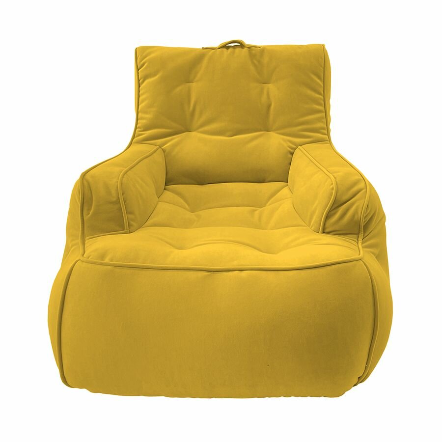 Современное кресло для отдыха aLounge - Tranquility Armchair - Yellow Shine (велюр, желтый) - бескаркасная мягкая мебель в гостиную, спальню, зону ожидания