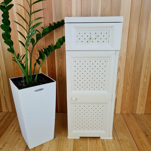 Тумба-комод пластиковая с усиленными рёбрами жёсткости УЮТ от Элластик-Пласт Правая дверь Цвет Бежевый Арт Э-061-Б 9800₽