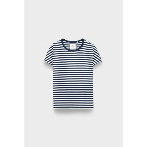 фото Футболка denimist drop shoulder t navy/white stripe, размер 44, мультиколор