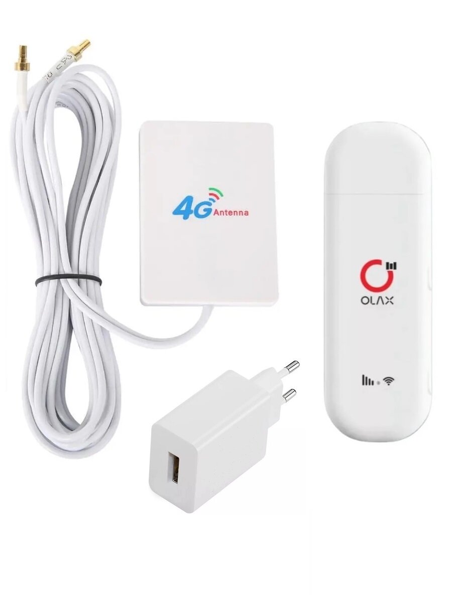 3G 4G LTE Wi-Fi Модем Olax F90 с оконной MiMo антенной 2*7dBi кабель 2*2м + Блок питания