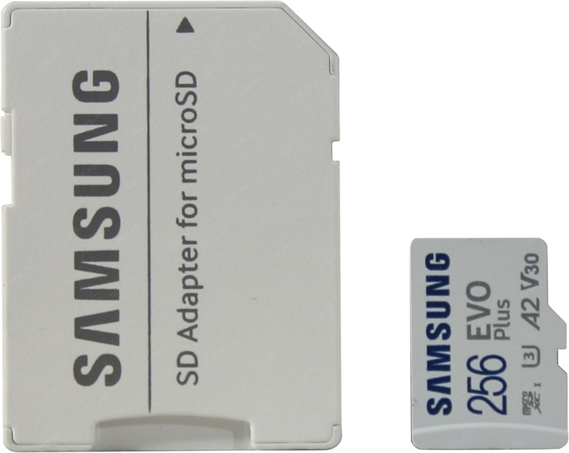 Карта памяти Samsung microSDXC 256 ГБ Class 10, V30, A2, UHS-I U3, адаптер на SD, 1 шт, белый