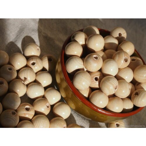 Бусины из ясеня, 14 мм - 30 штук
