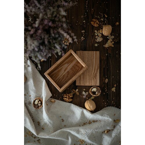 Шкатулка светлая деревянная из массива дуба 120х80х55 мм