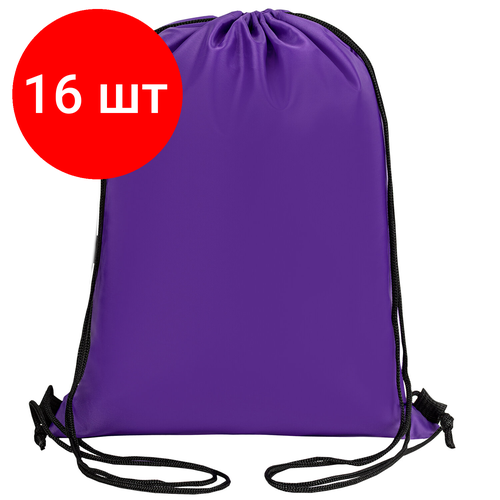 Комплект 16 шт Мешок для обуви BRAUBERG прочный на шнурке фиолетовый 42x33 см 270288 2923₽
