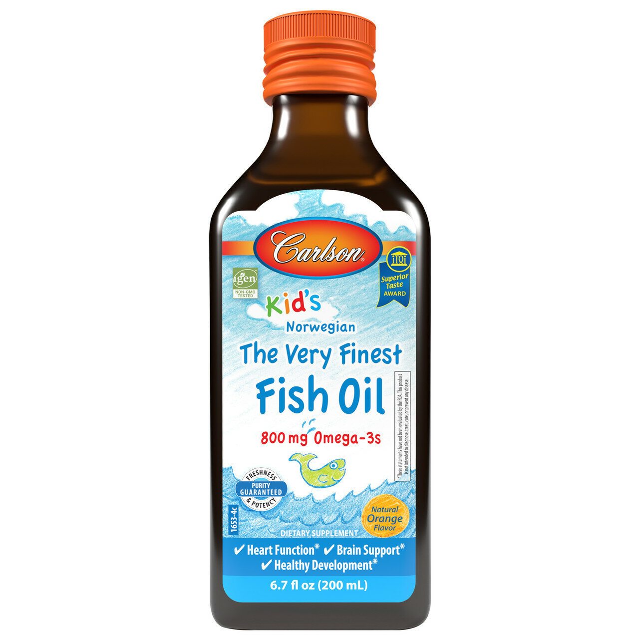 Carlson Labs Kid's The Very Finest Fish Oil (самый лучший рыбий жир для детей) - 200 мл Вкус: апельсин