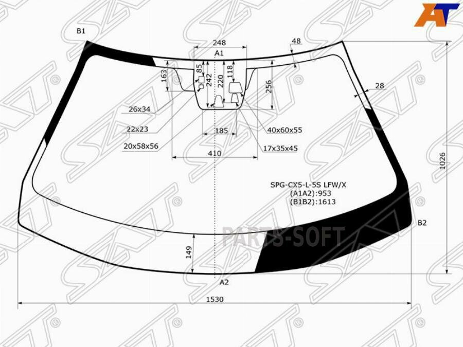 SAT SPG-CX5-L-5S LFW/X Стекло лобовое (Три камеры/ Датчик дождя) Mazda CX-5 11-17