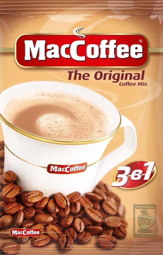 Кофе растворимый 3 в 1 MacCoffee "Original", комплект 50 пакетиков по 20 грамм