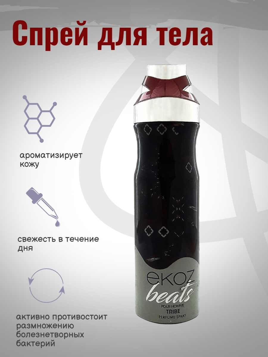 Дезодорант спрей для тела Ekoz Beats Tribe парфюмированный мужской 200 мл - фото №7