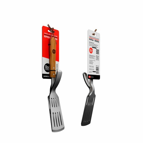 Щипцы-лопатка для барбекю 800 Degrees Food Tongs & Turner черный, серебристый