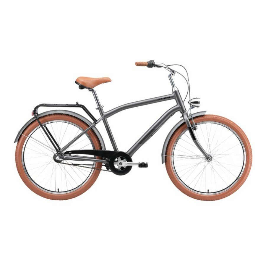 Велосипед взрослый дорожный Stark'24 Comfort Man рама 20" темно-серый матовый металлик черно-коричневый