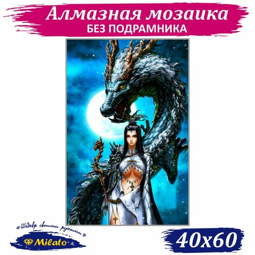 Алмазная мозаика MILATO Девушка и дракон 40x60 см