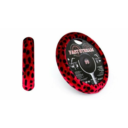 Оплетка руля M 37-38 см иск мех Барс красная 1278₽