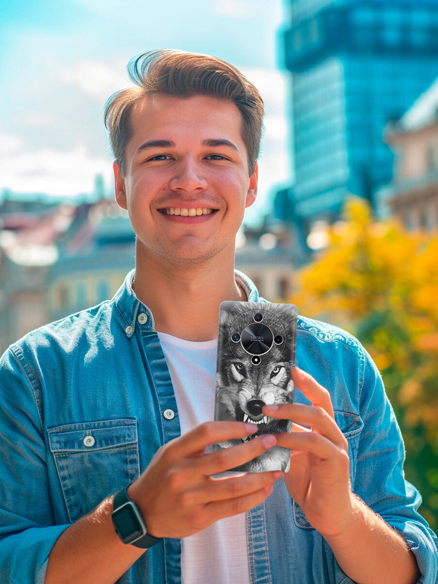 Силиконовый чехол на Honor X9b / X50 с принтом "Волчий оскал" — фото 1