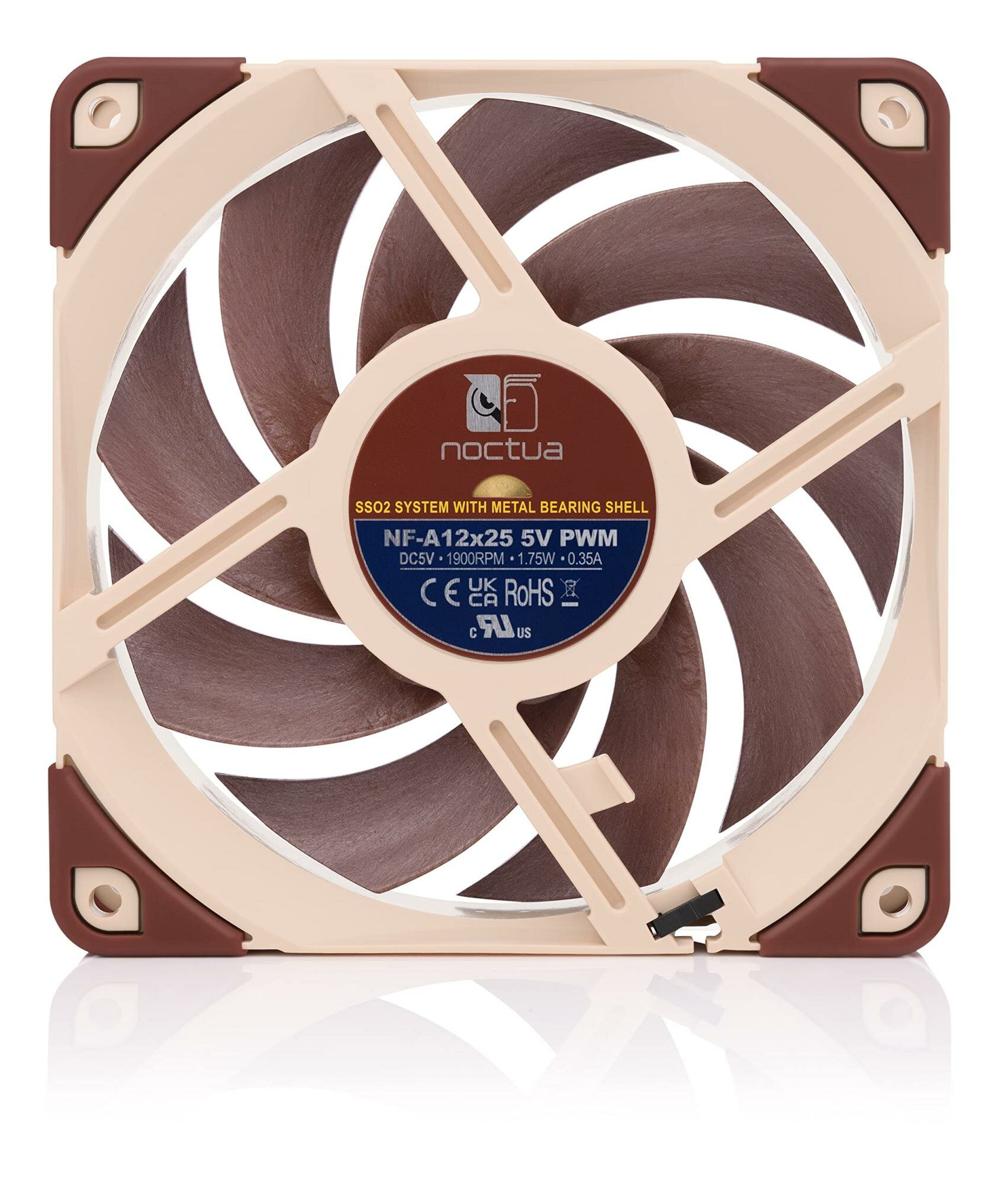 Noctua NF-A12x25 5V PWM (NF-A12x25 5V PWM) - 120mm 1 вeнтилятор для корпуса, 1900 об/мин, 21.4 дБ, 4-pin PWM