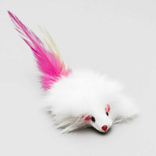 Мышь из натурального меха 75 см белая 527₽