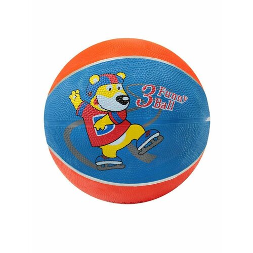 Мяч баскетбольный №3 мини 15 см Мишка на коньках сине-оранжевый 85305-KR16