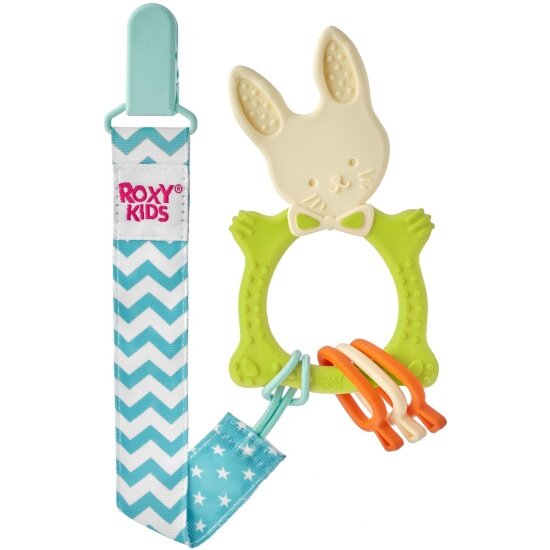 Прорезыватель с держателем Roxy-kids RBT-001GNSC BUNNY зеленый