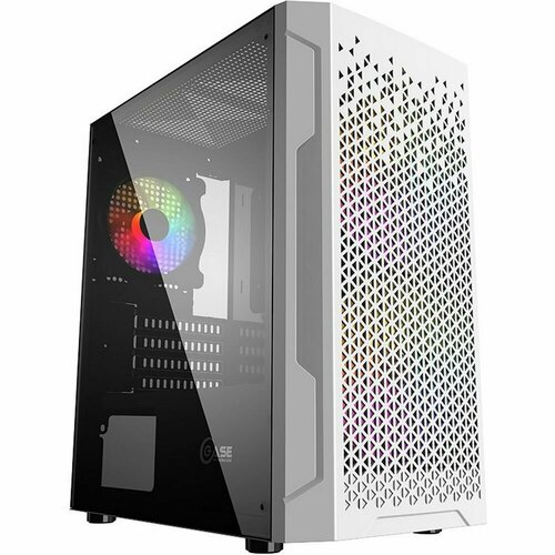 Корпус Powercase Mistral Micro Z3W Mesh LED, Tempered Glass, 2x 140mm + 1х 120mm 5-color fan, белый, mATX (CMIMZW-L3) корпус powercase mistral evo tempered glass 1x 120mm pwm argb fan argb strip 3x 120mm pwm non