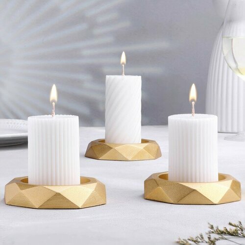 Набор подсвечников Грани 3 шт 23х10 см золото 682₽