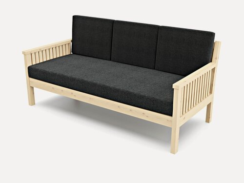 Изображение товара Садовый диван Arsko Норман-Б-С, черный-сосна, рогожка, массив дерева, офисный, садовый, для кафе и бара, для салона красоты