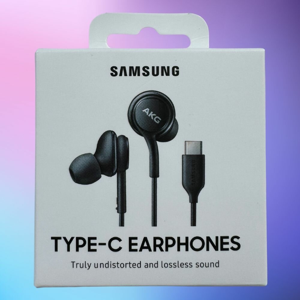 Наушники гарнитура для смартфонов Samsung AKG Type-C с микрофоном черные оригинал