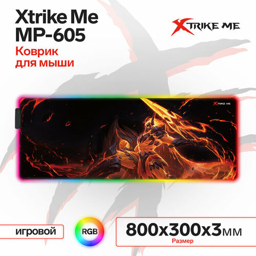 Коврик для мыши XTrike Me MP-605, игровой, 800x300x3 мм, подсветка RGB, чёрный коврик для мыши thermaltake tt esports draconem rgb mp dcm rgbsms 01