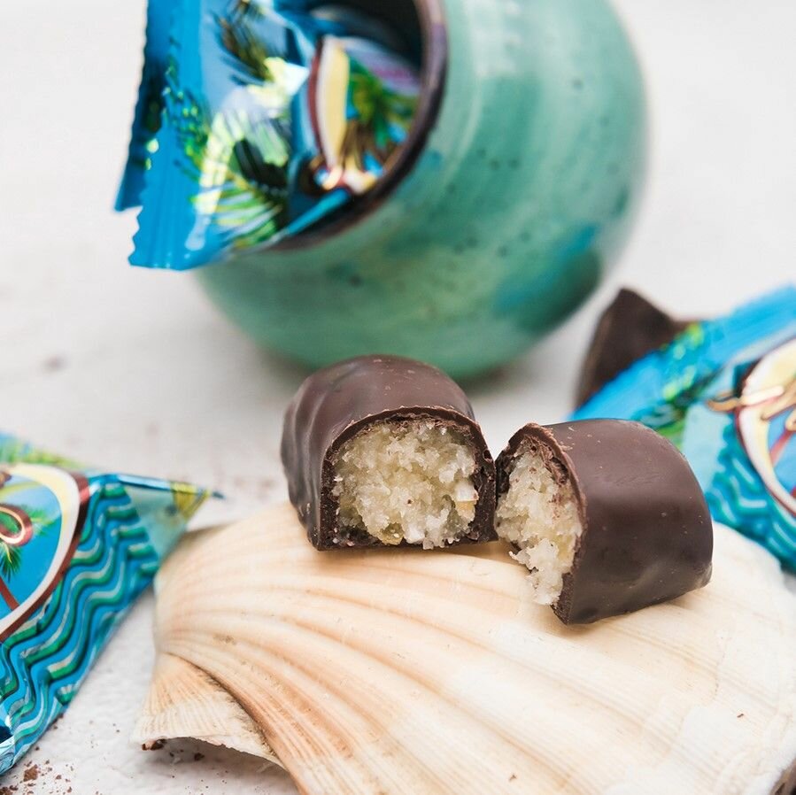 Конфеты из кокосовой стружки Мальдивы, конфеты из кокоса в шоколадной глазури, пакет 600 гр