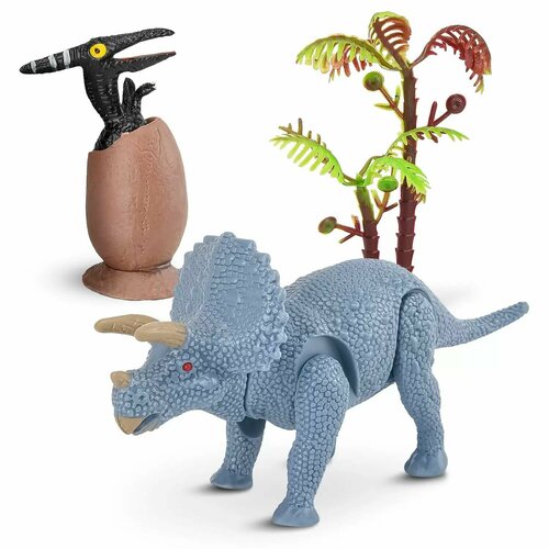 Фигурка Динозавр с яйцом Трицератопс, RS001-4(2 шт, заводн, подвиж.)