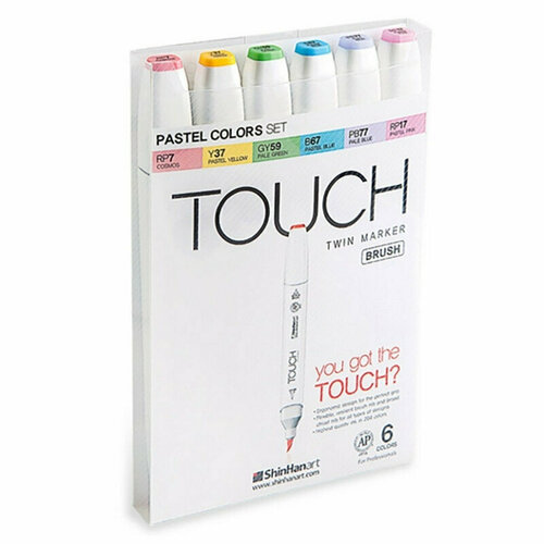 touch набор маркеров touch brush 6 цветов пастельные тона 1200616 Набор маркеров TOUCH BRUSH 6цв. пастельные тона 1200616, 1033101