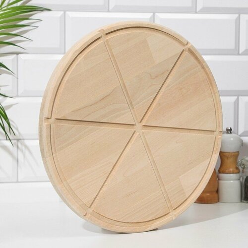 Доска деревянная с желобом Для пиццы на 6 кусков 32х32х18 см береза 1110₽