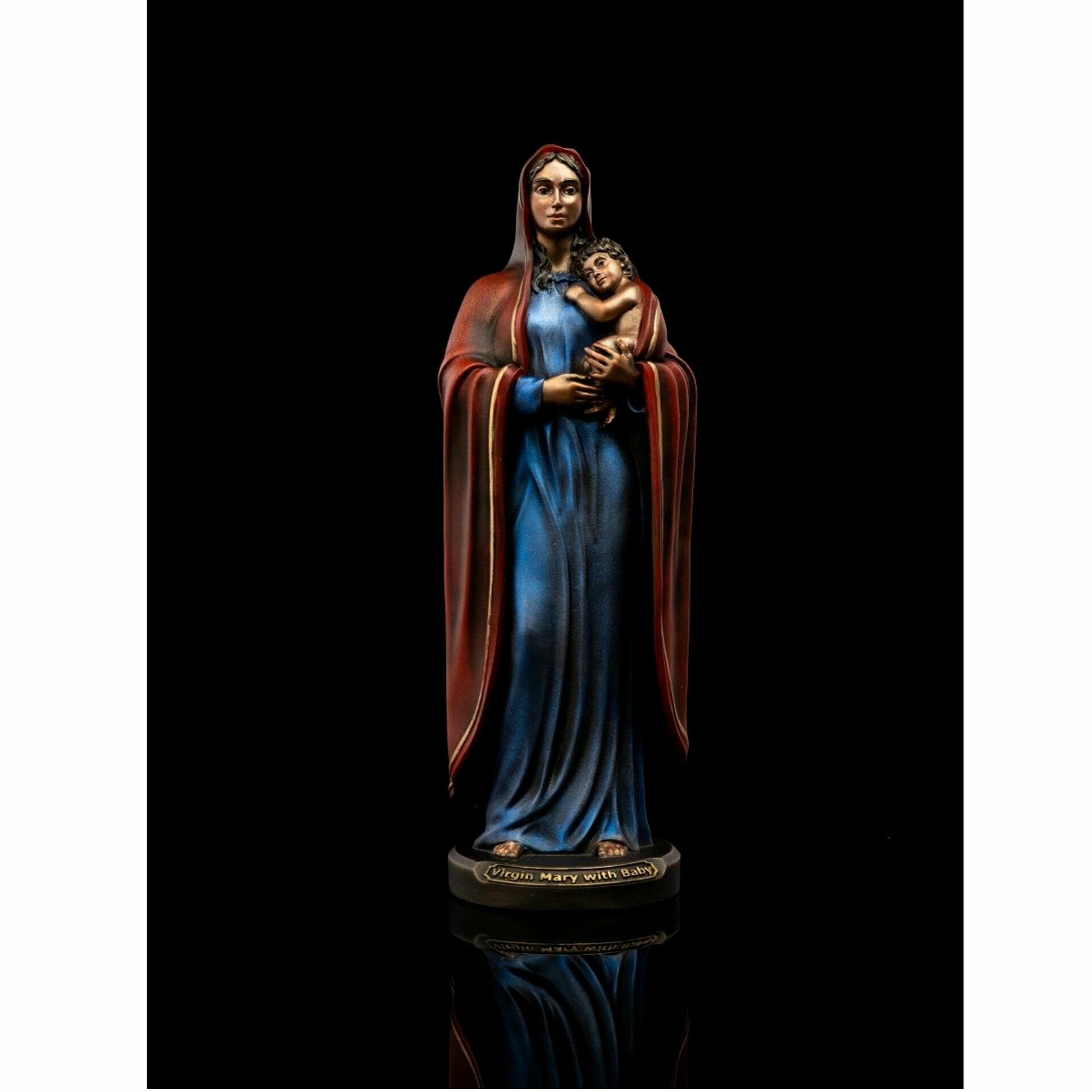 Статуэтка Дева Мария с младенцем, 19см, литьевой мрамор, цвет патина вернисаж — фото 1