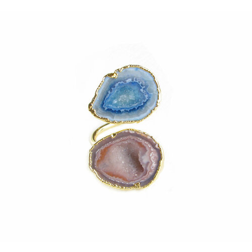 Кольцо Irina Moro, кварц, безразмерное, голубой, золотой