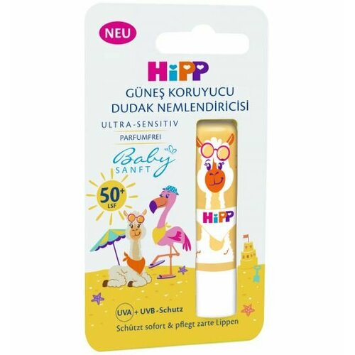Hipp Baby Sanft Детская солнцезащитная увлажняющая помада для губ SPF50 без отдушки 48 г из Финляндии 1496₽