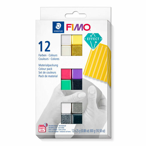 Набор глины полимерной для лепки Fimo Effect, запекаемая, 12 цветов Картонная коробка