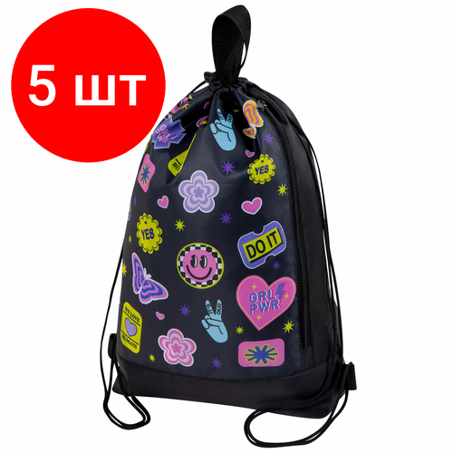 Комплект 5 шт Мешок для обуви юнландия с ручками боковой карман на молнии 46х36 см Patches 272406 3596₽